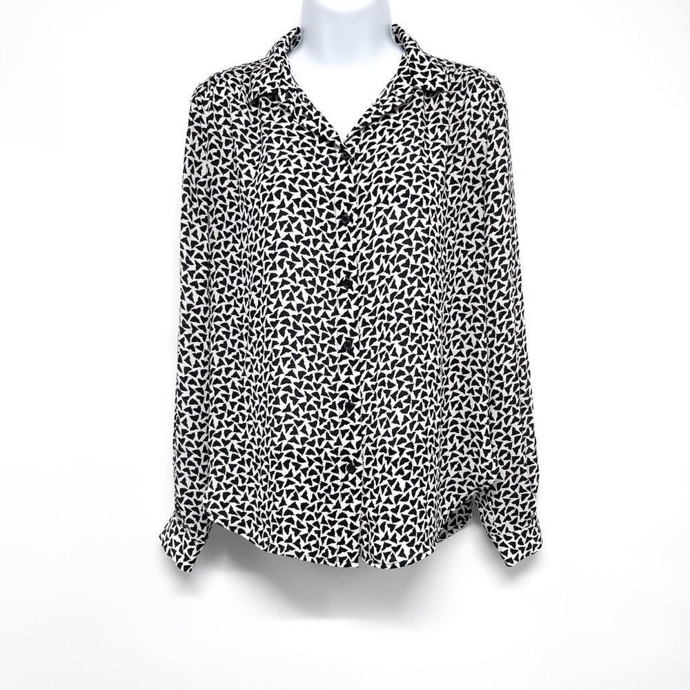 H&M Geometric Abstract Print Pattern Button Up Bl… - image 2